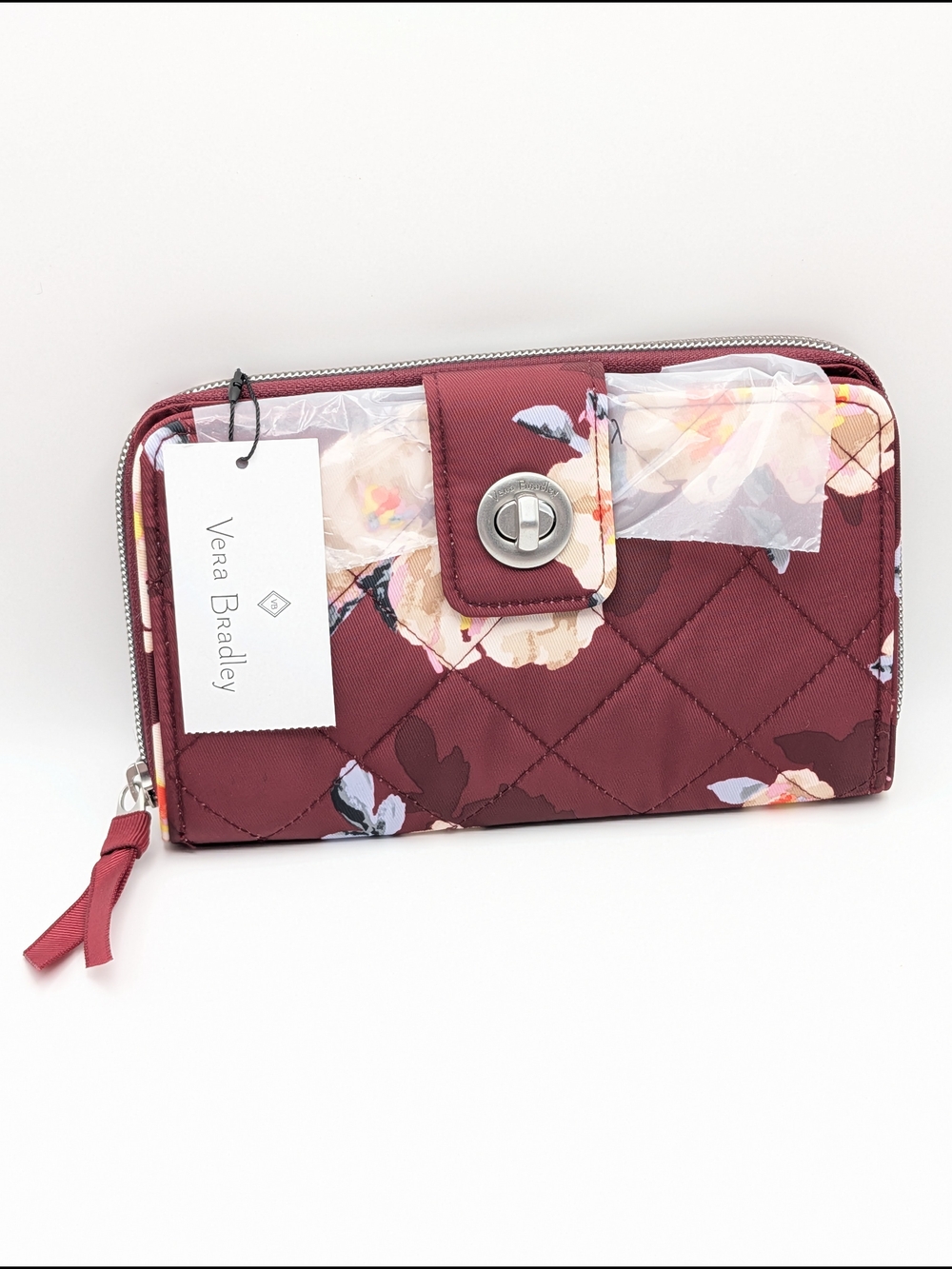Vera Bradley Maroon Floral Quilted Wallet